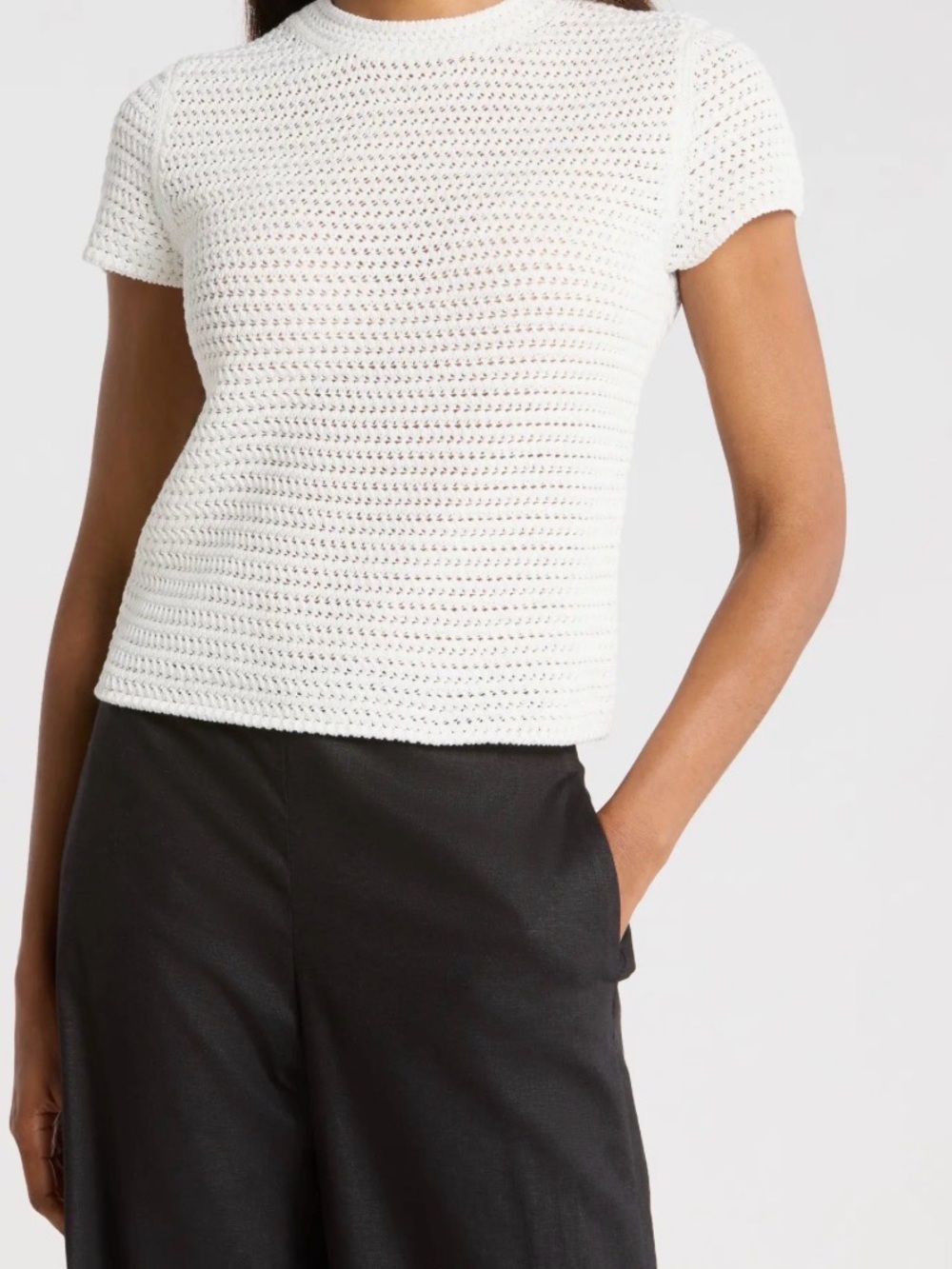 NWOT! Cotton Crochet Crewneck T-Shirt